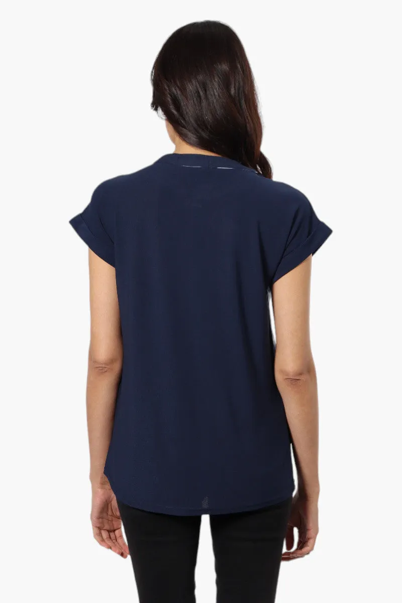 International INC Company Front Zip Cap Sleeve Blouse - Navy sold by Fairweather product image thumbnail 4