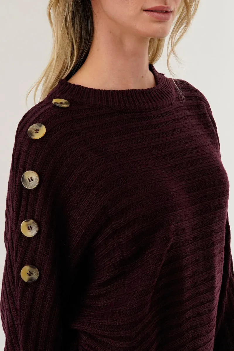 International INC Company Ribbed Button Detail Pullover Sweater - Burgundy sold by Fairweather product image thumbnail 4