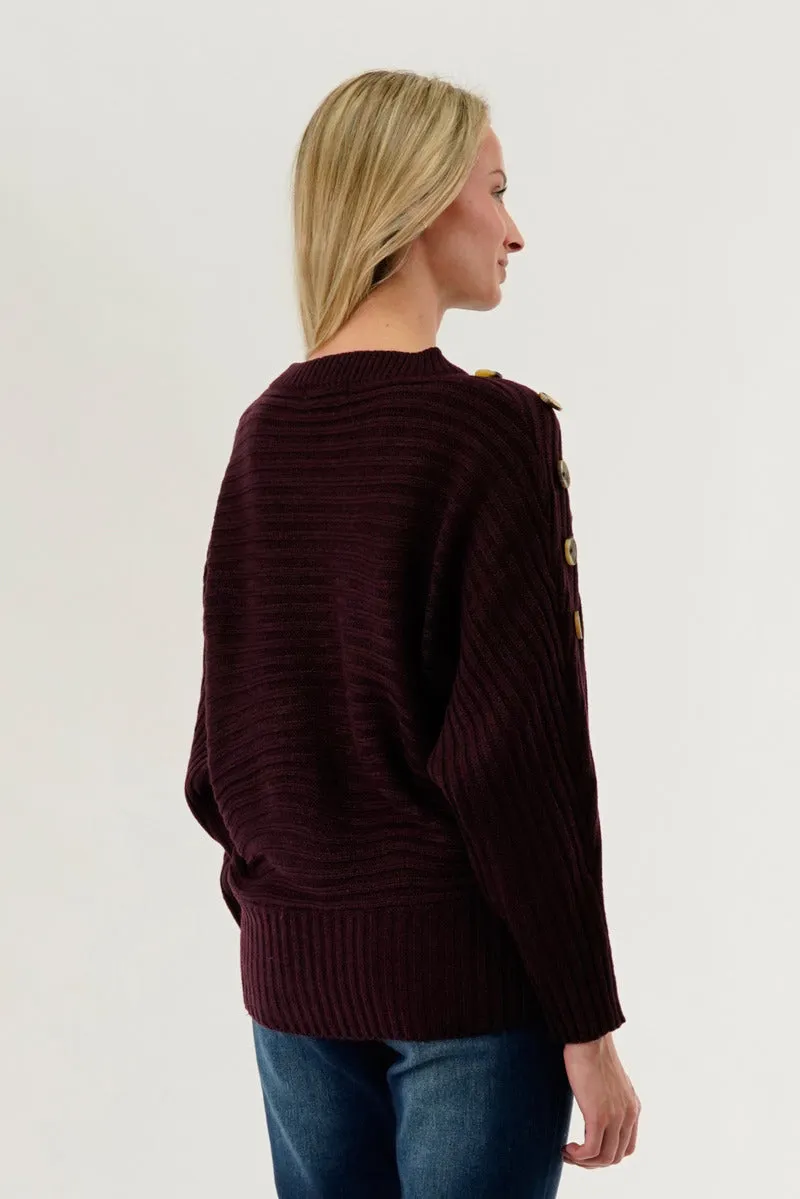 International INC Company Ribbed Button Detail Pullover Sweater - Burgundy sold by Fairweather product image thumbnail 3