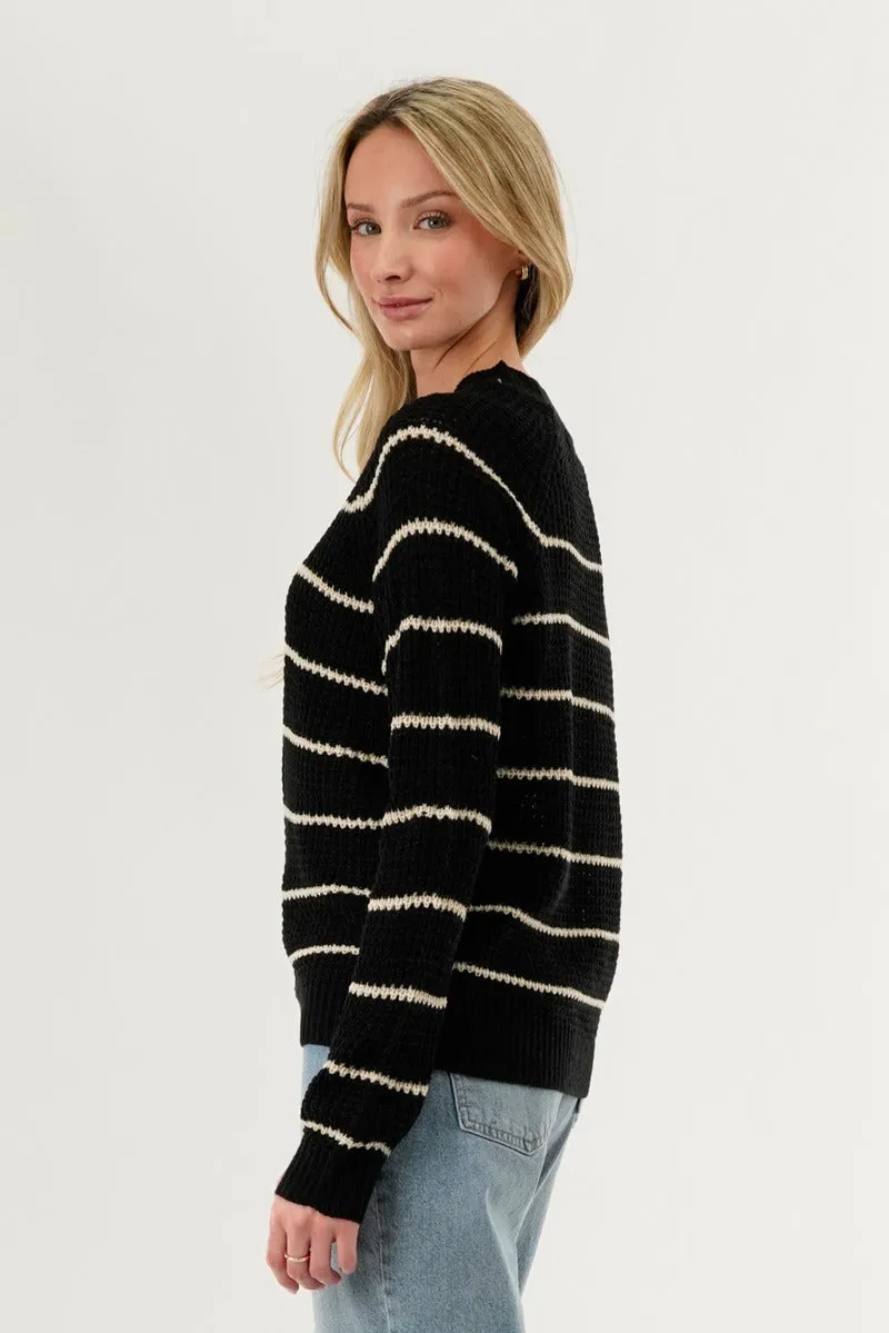 International INC Company Striped Knit Crewneck Pullover Sweater - Black sold by Fairweather product image thumbnail 3