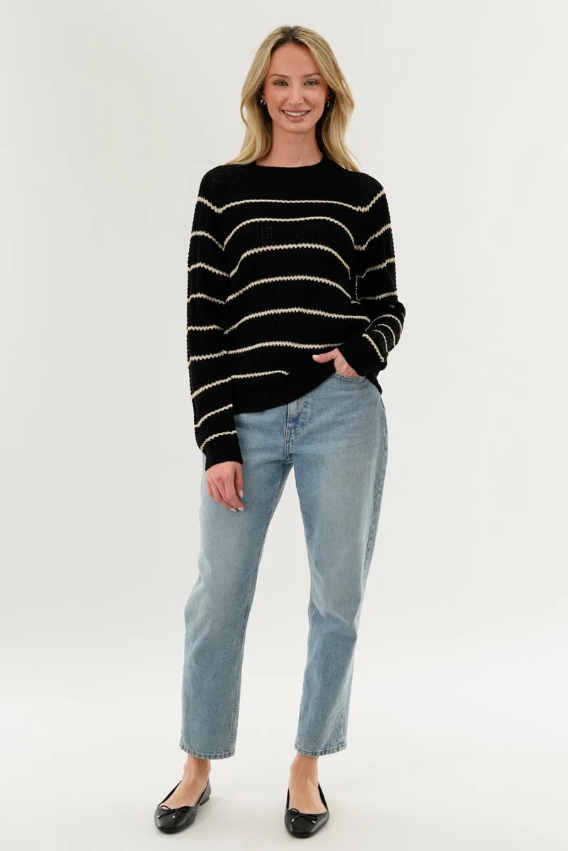 International INC Company Striped Knit Crewneck Pullover Sweater - Black sold by Fairweather product image thumbnail 5