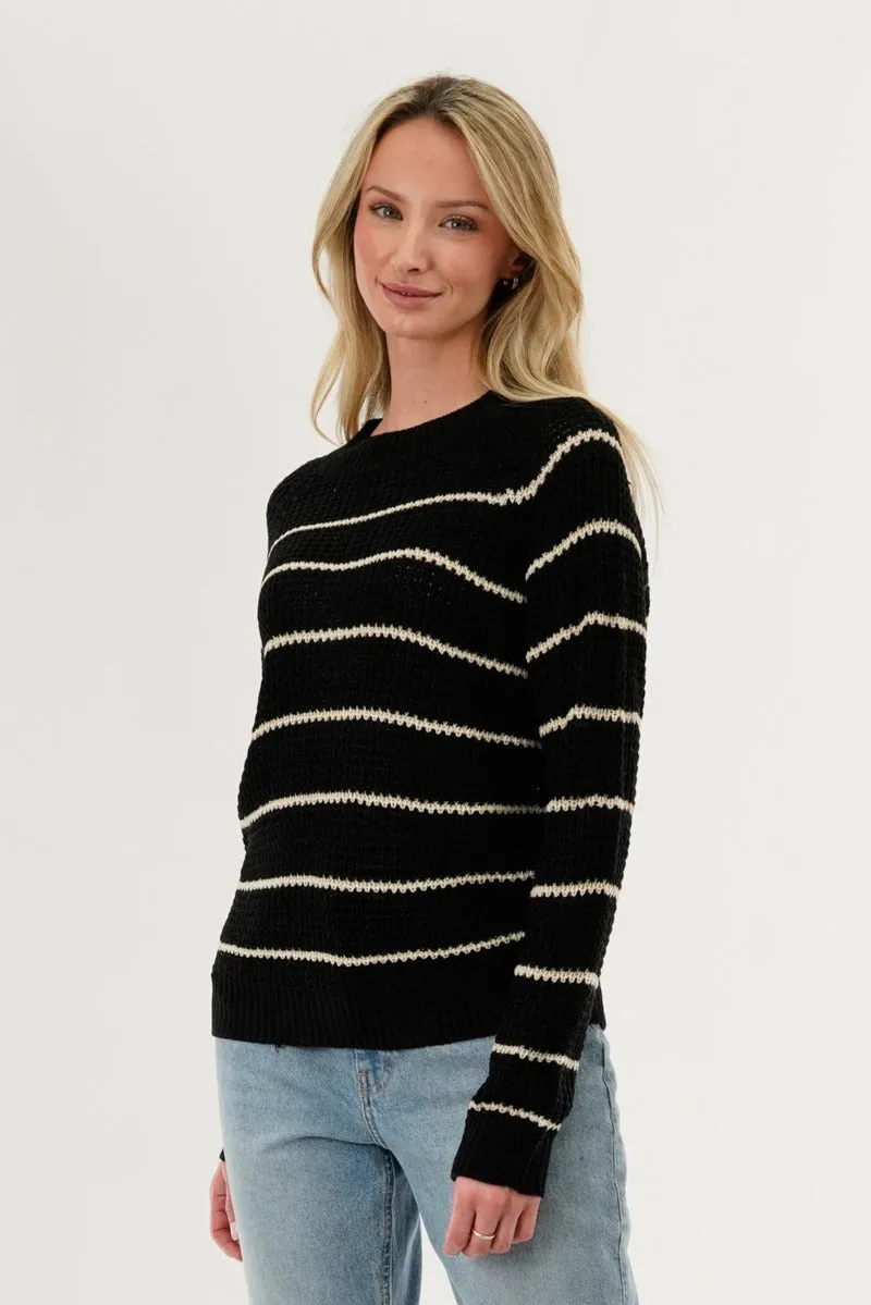 International INC Company Striped Knit Crewneck Pullover Sweater - Black sold by Fairweather product image thumbnail 2