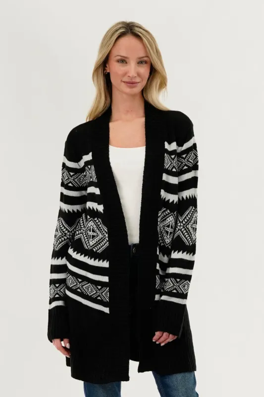 Fair Isle Print Cardigan - Black made by Fairweather