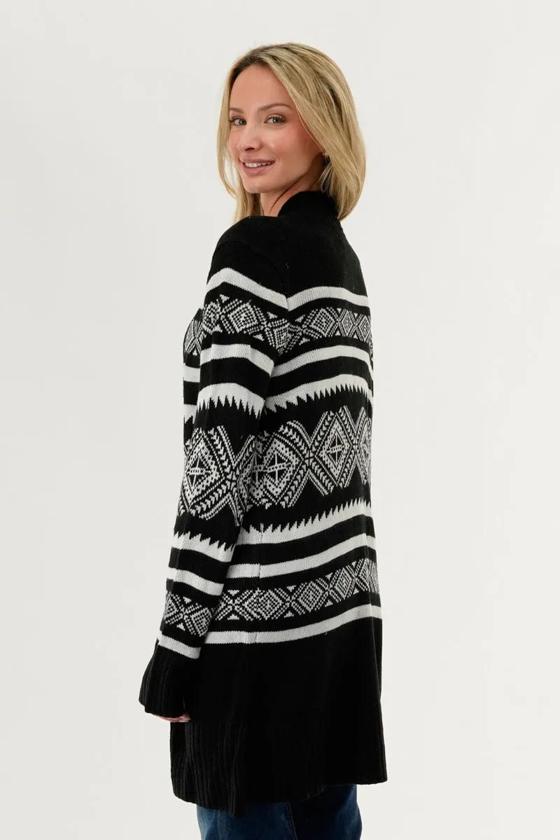 Fair Isle Print Cardigan - Black sold by Fairweather product image thumbnail 3