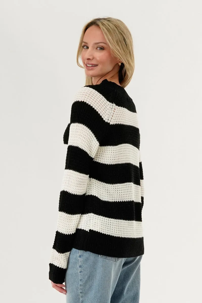 International INC Company Striped Knit Crewneck Pullover Sweater - Black sold by Fairweather product image thumbnail 3