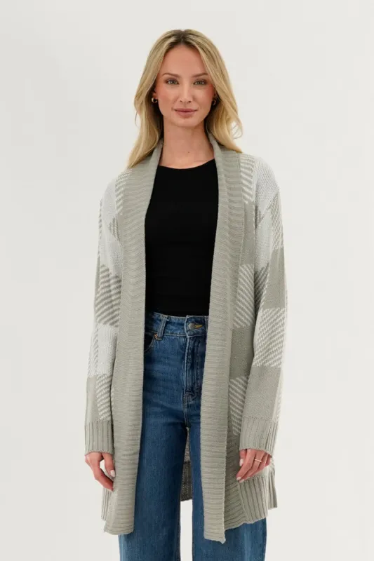 Canada Weather Gear Plaid Fold Over Wrap Cardigan - Grey sold by Fairweather