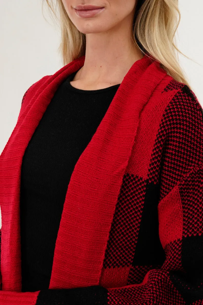 Canada Weather Gear Plaid Knit Fold Over Cardigan - Red sold by Fairweather product image thumbnail 4