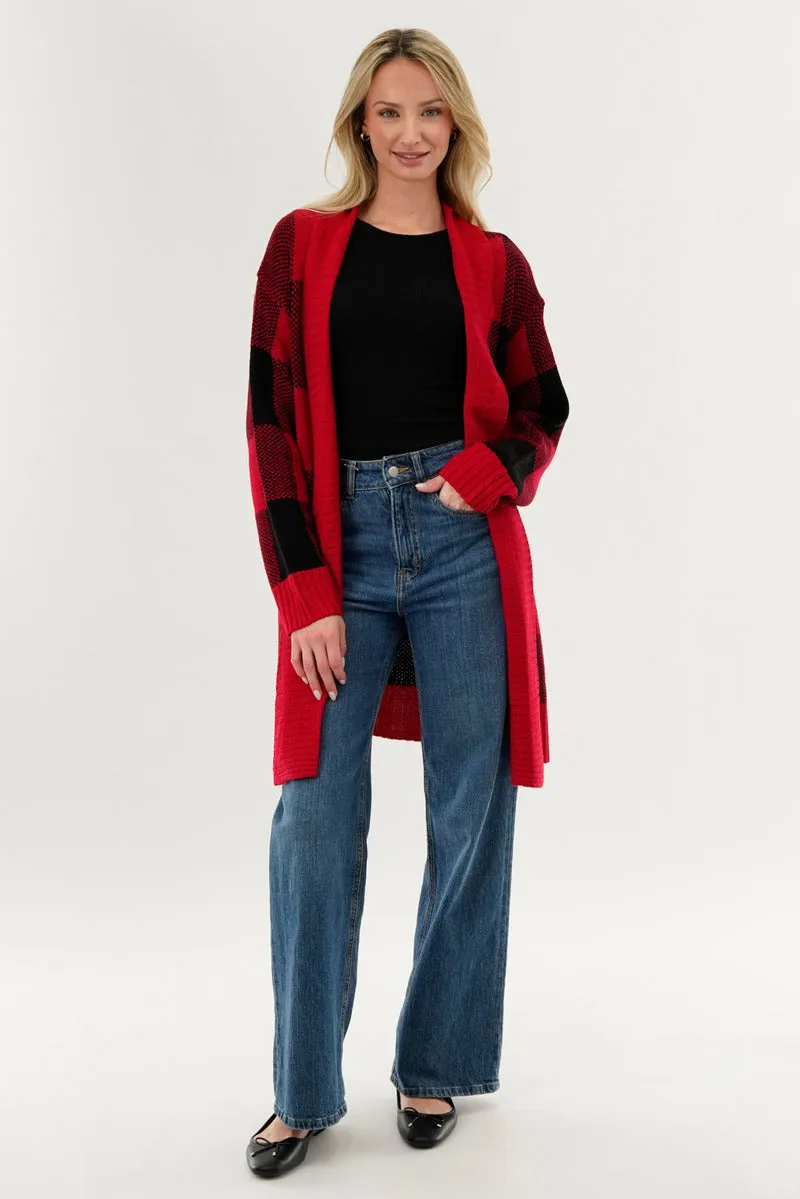 Canada Weather Gear Plaid Knit Fold Over Cardigan - Red sold by Fairweather product image thumbnail 5