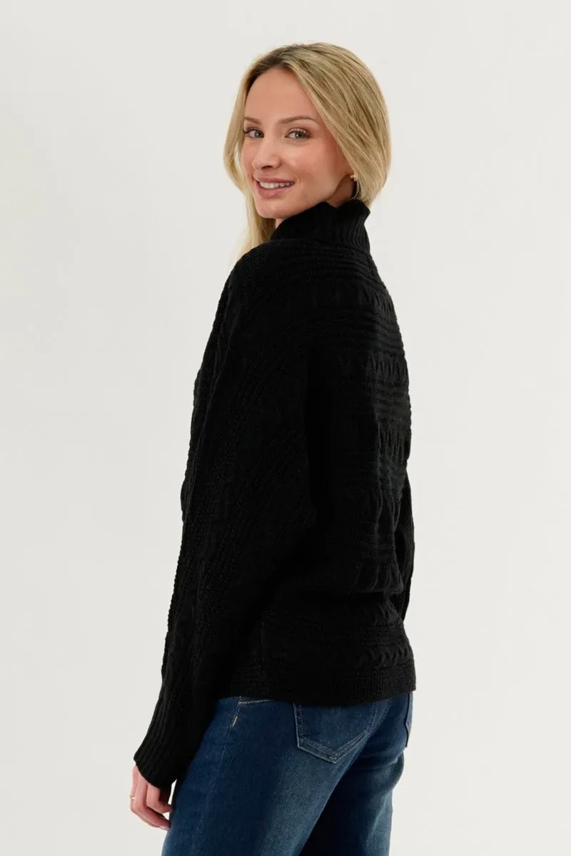 Beechers Brook Cable Knit Mock Neck Pullover Sweater - Black sold by Fairweather product image thumbnail 3