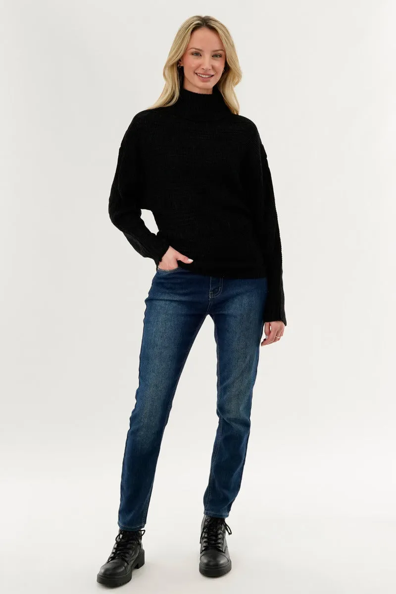 Beechers Brook Cable Knit Mock Neck Pullover Sweater - Black sold by Fairweather product image thumbnail 5