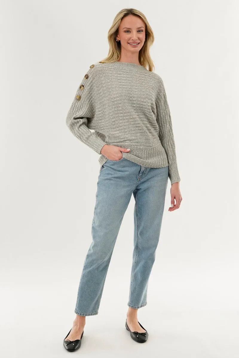 International INC Company Ribbed Button Detail Pullover Sweater - Stone sold by Fairweather product image thumbnail 5