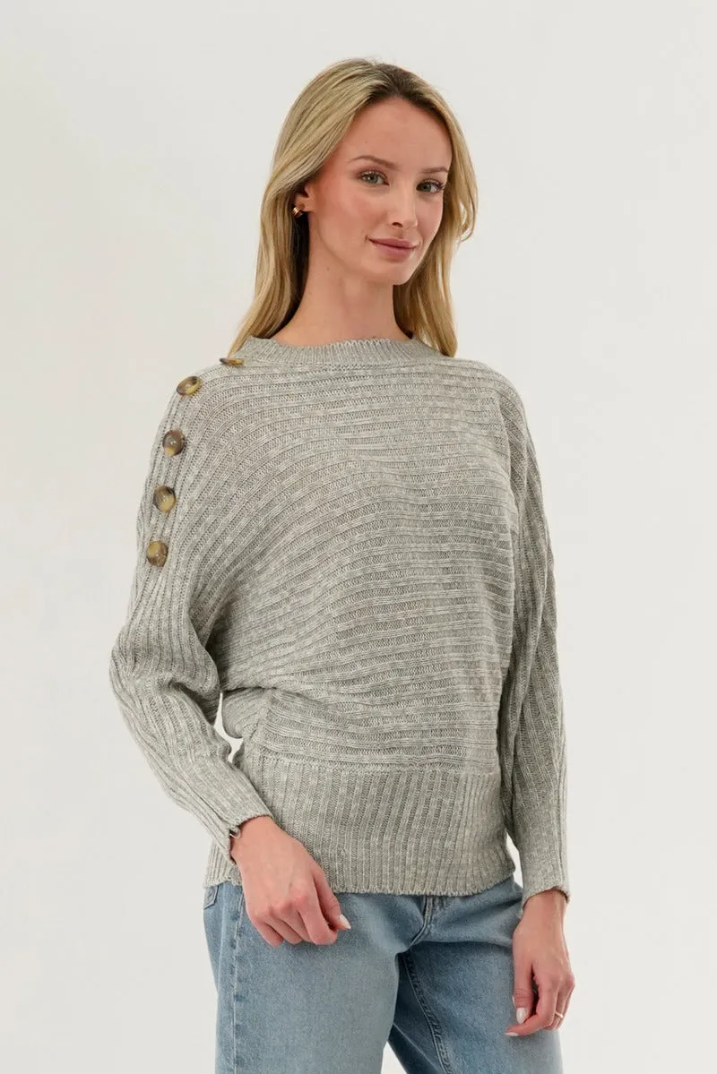 International INC Company Ribbed Button Detail Pullover Sweater - Stone sold by Fairweather product image thumbnail 2