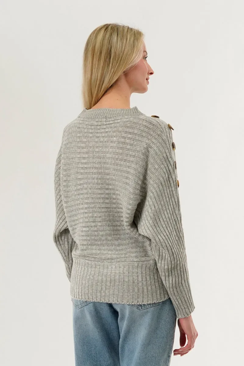 International INC Company Ribbed Button Detail Pullover Sweater - Stone sold by Fairweather product image thumbnail 3