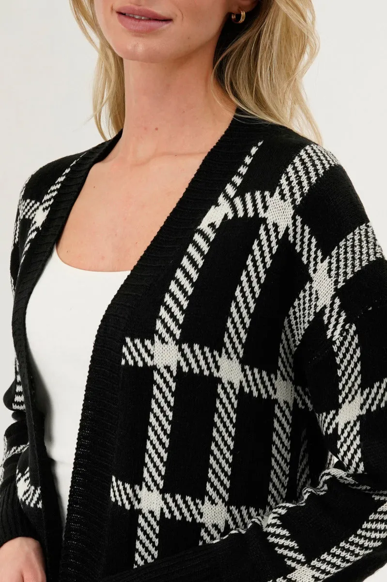 Plaid Fold Over Wrap Cardigan - Black sold by Fairweather product image thumbnail 4