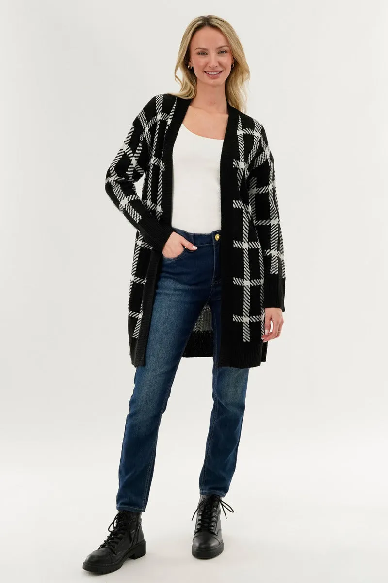 Plaid Fold Over Wrap Cardigan - Black sold by Fairweather product image thumbnail 5