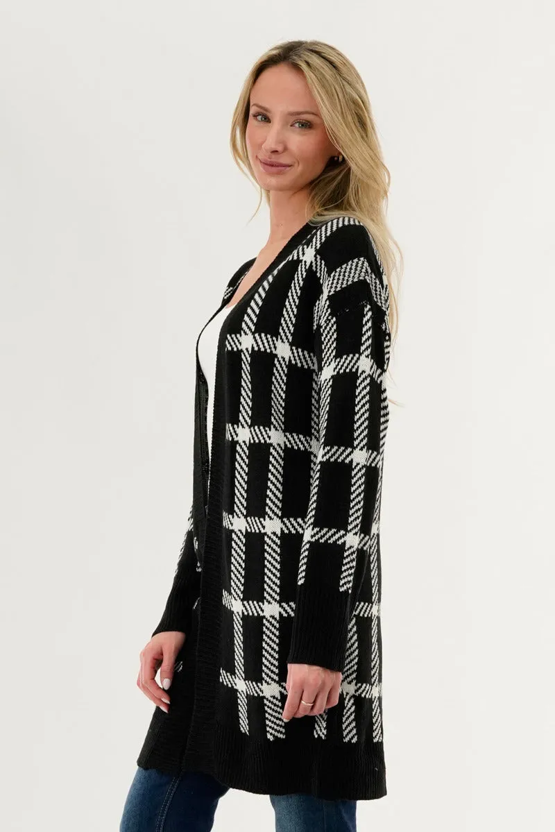 Plaid Fold Over Wrap Cardigan - Black sold by Fairweather product image thumbnail 2