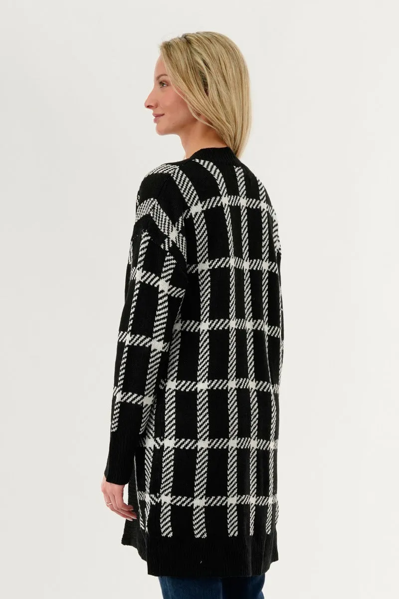 Plaid Fold Over Wrap Cardigan - Black sold by Fairweather product image thumbnail 3