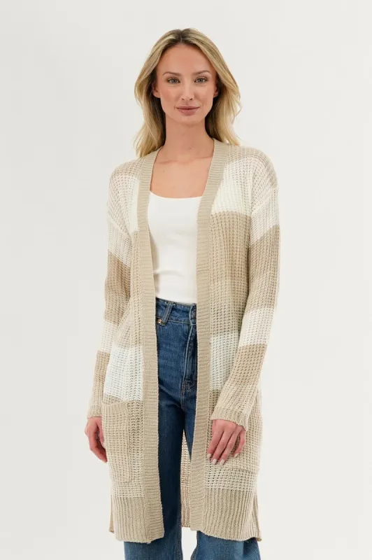Stylexchange Striped Knit Cardigan - Beige sold by Fairweather