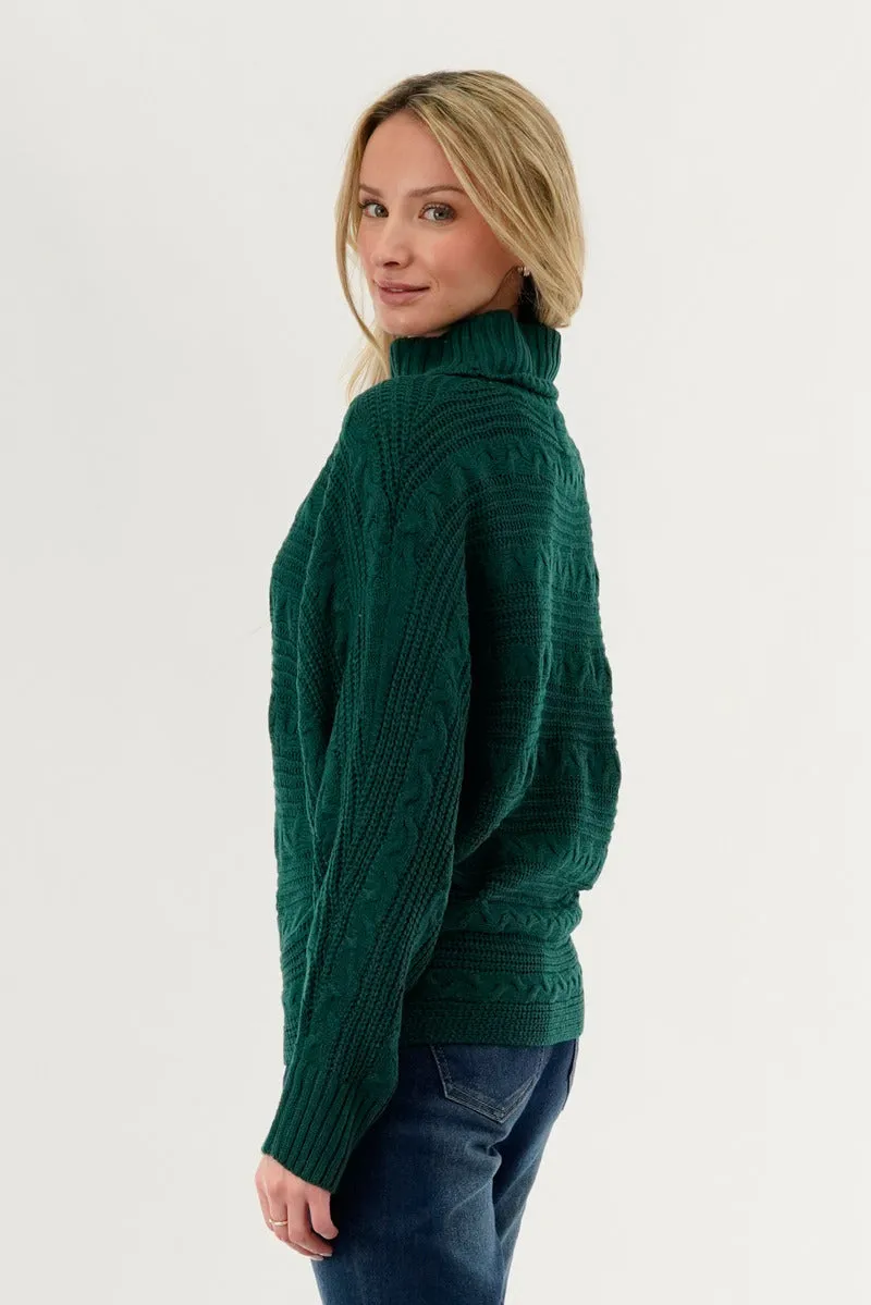 Beechers Brook Cable Knit Mock Neck Pullover Sweater - Green sold by Fairweather product image thumbnail 3