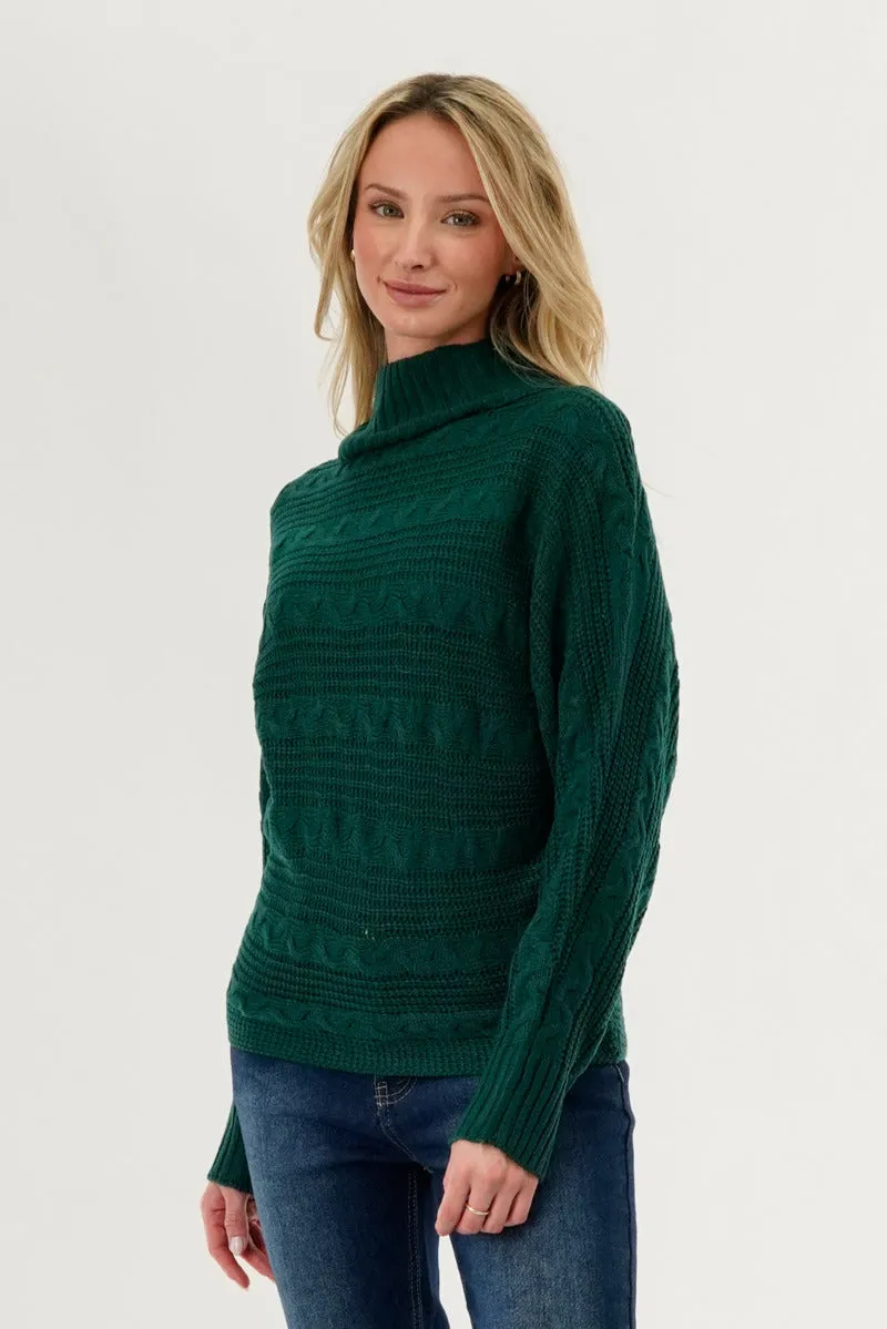 Beechers Brook Cable Knit Mock Neck Pullover Sweater - Green sold by Fairweather product image thumbnail 2