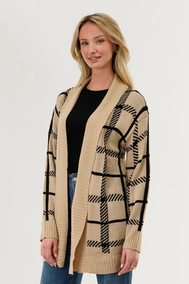 Canada Weather Gear Plaid Fold Over Wrap Cardigan - Beige sold by Fairweather product image thumbnail 2