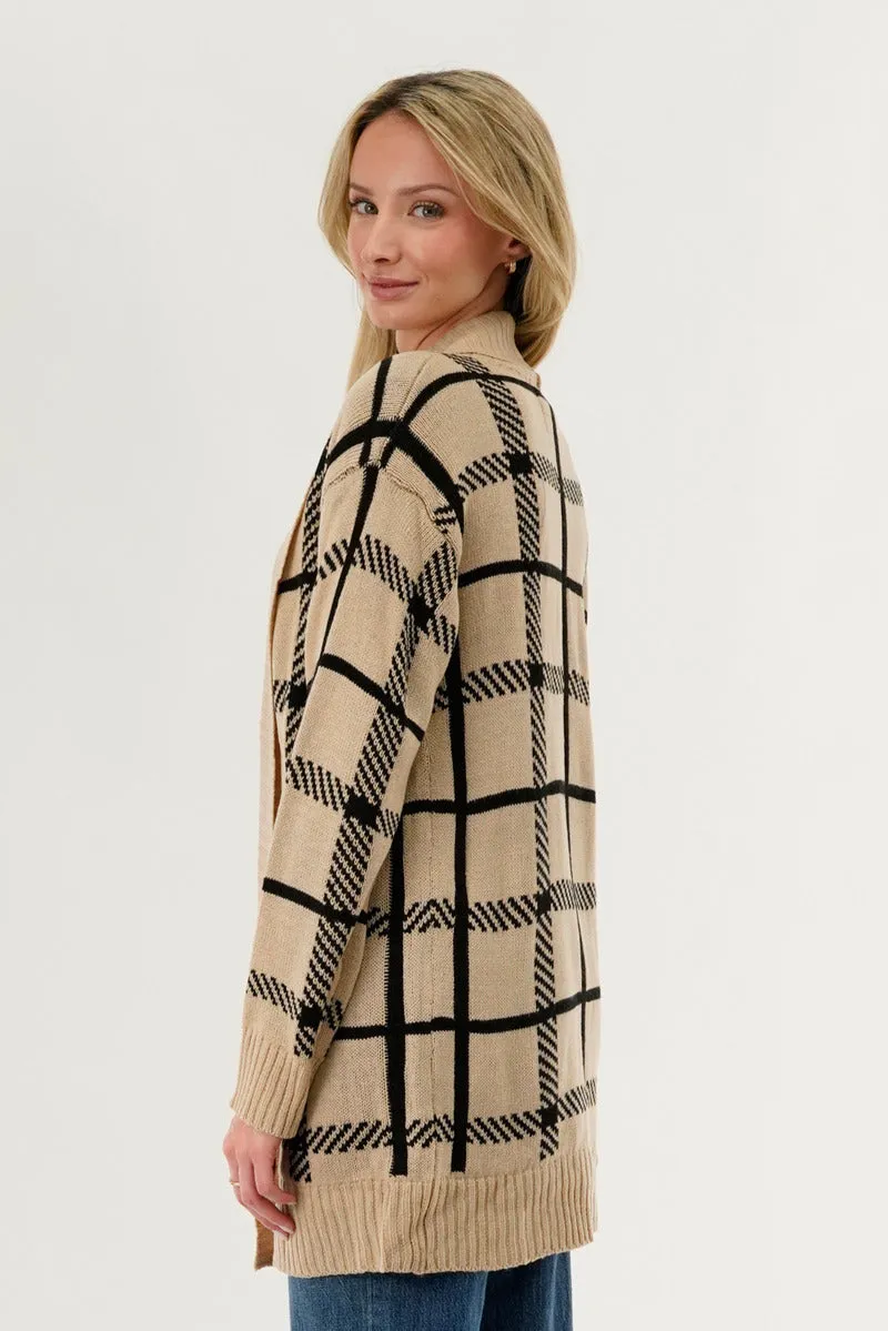 Canada Weather Gear Plaid Fold Over Wrap Cardigan - Beige sold by Fairweather product image thumbnail 3