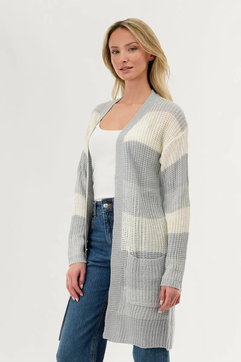 Stylexchange Striped Knit Cardigan - Grey sold by Fairweather product image thumbnail 2