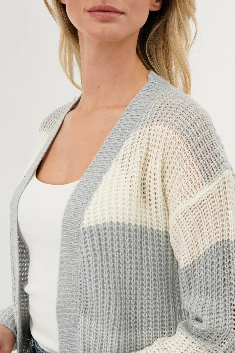 Stylexchange Striped Knit Cardigan - Grey sold by Fairweather product image thumbnail 4