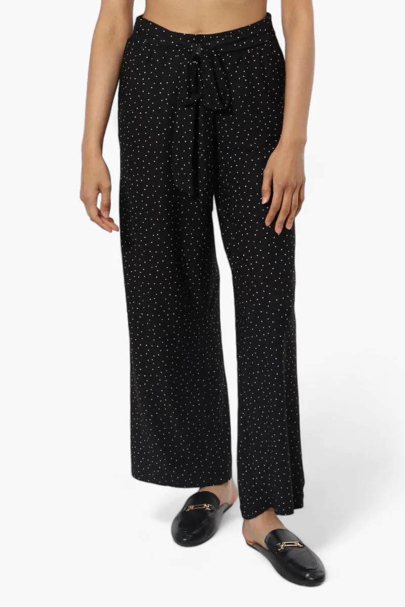Beechers Belted Brook Dotted Pattern Palazo Pants - Black sold by Fairweather