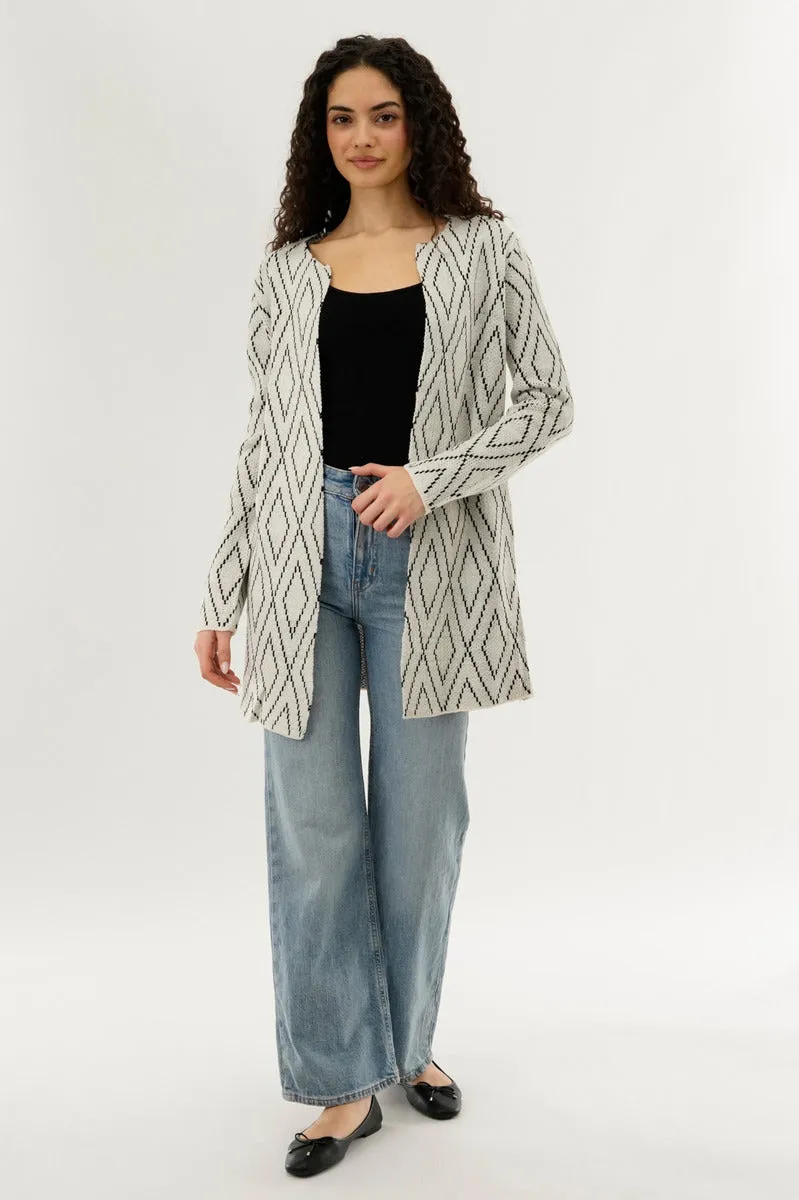 Long Printed Open Cardigan - Cream sold by Fairweather product image thumbnail 5