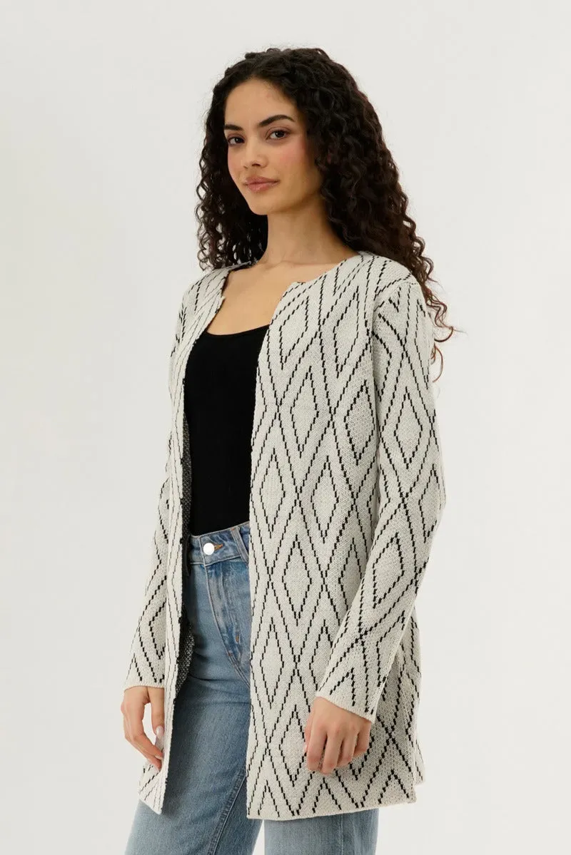 Long Printed Open Cardigan - Cream sold by Fairweather product image thumbnail 2