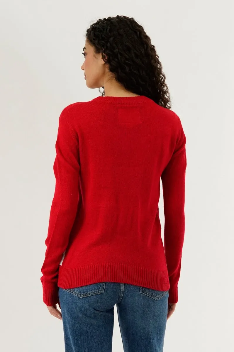 Festive Dancing Reindeer Christmas Sweater - Red sold by Fairweather product image thumbnail 3