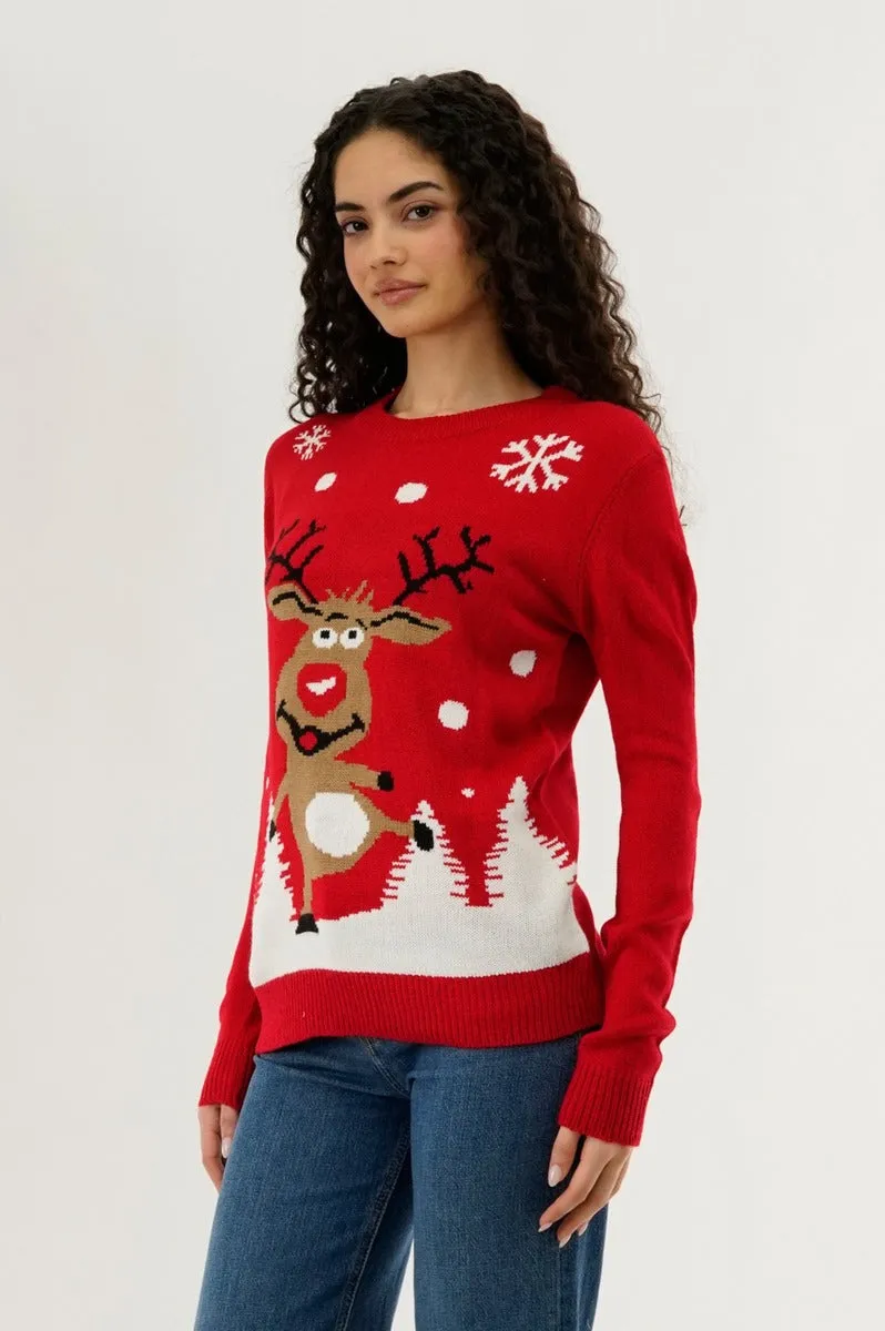 Festive Dancing Reindeer Christmas Sweater - Red sold by Fairweather product image thumbnail 2