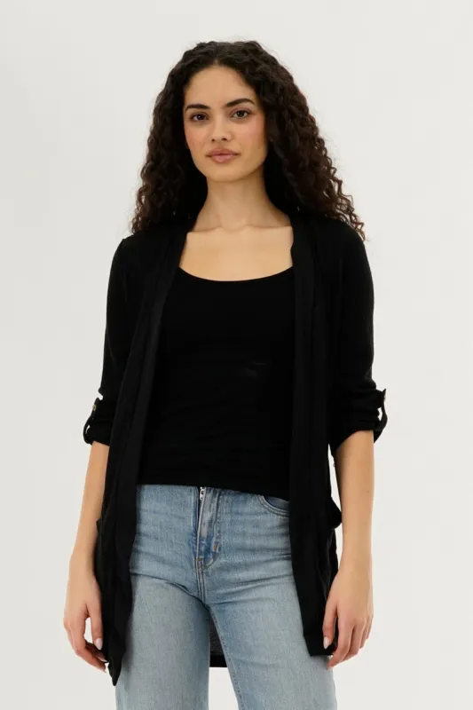 International INC Company Hip Length Open Cardigan - Black sold by Fairweather