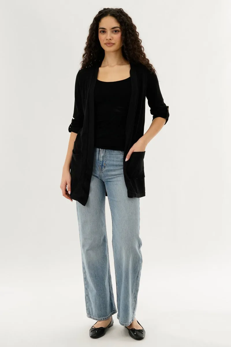 International INC Company Hip Length Open Cardigan - Black sold by Fairweather product image thumbnail 5