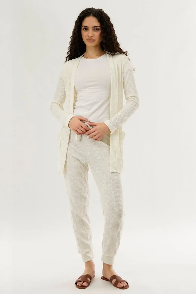 International INC Company Waffle Knit Open Cardigan - Cream sold by Fairweather product image thumbnail 5