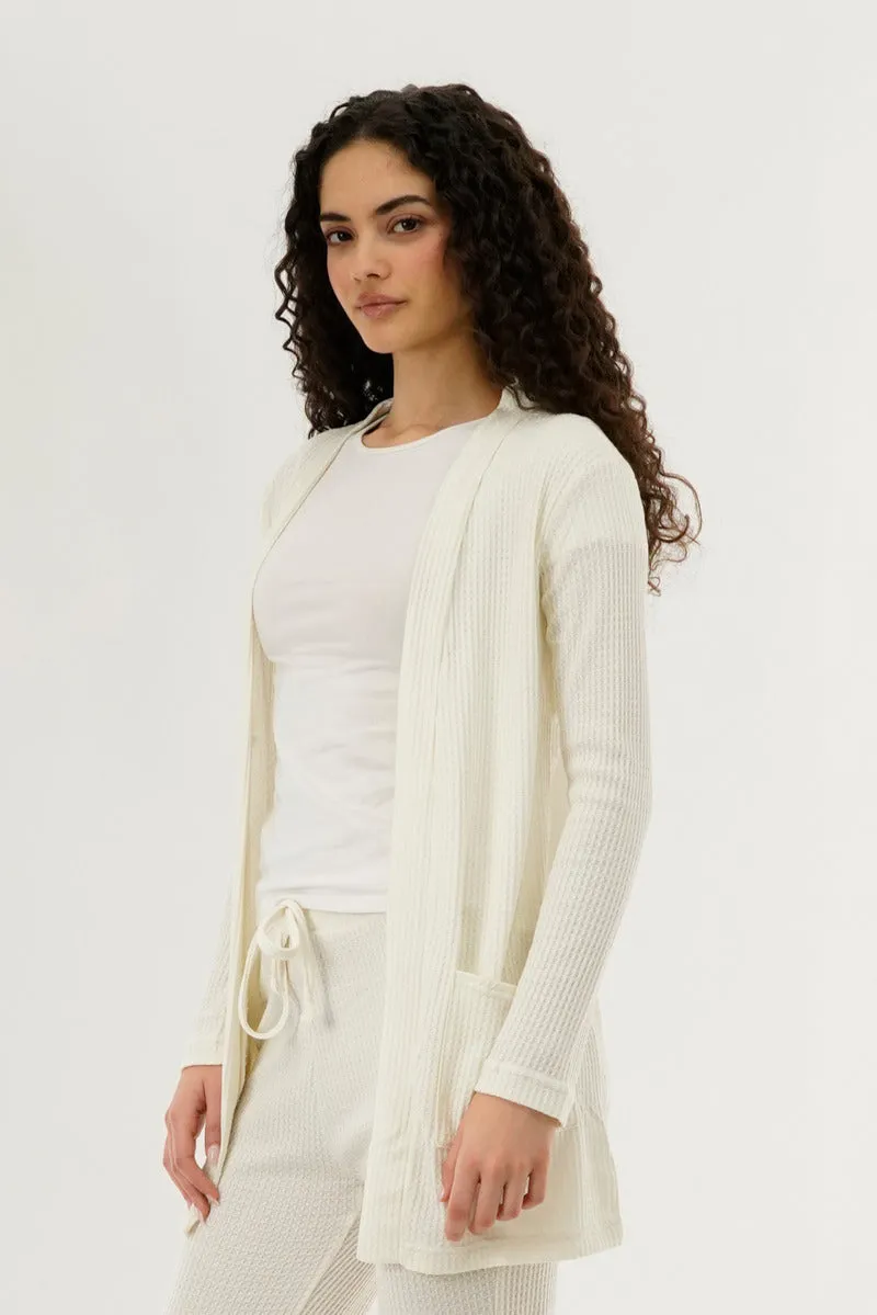 International INC Company Waffle Knit Open Cardigan - Cream sold by Fairweather product image thumbnail 2