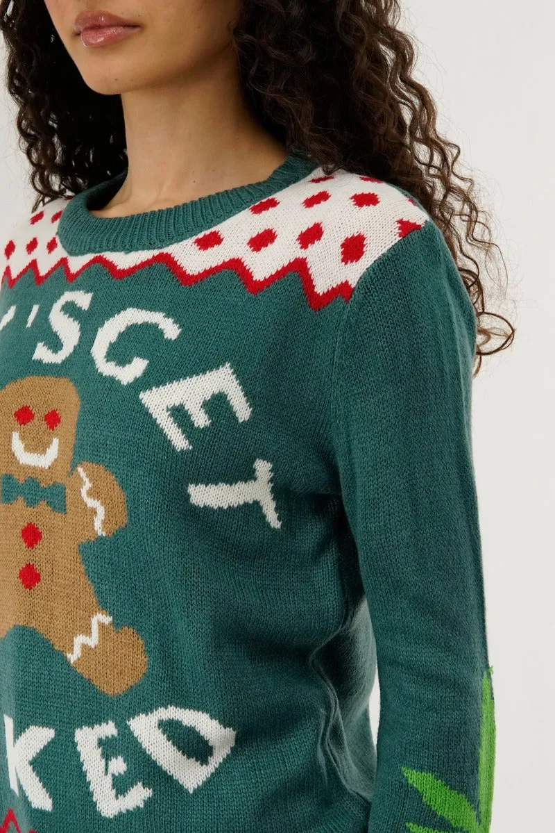 Festive Let's Get Baked Christmas Sweater - Green sold by Fairweather product image thumbnail 4