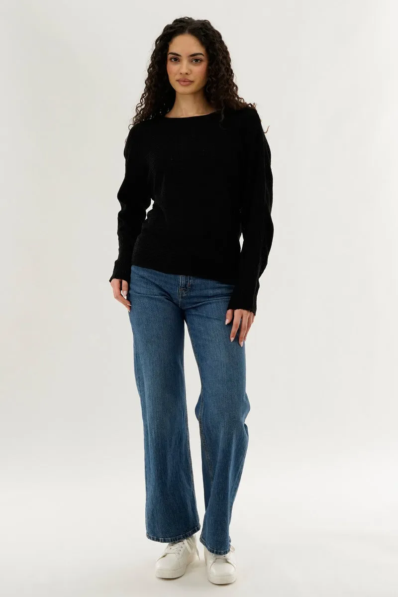 International INC Company Cable Knit Pullover Sweater - Black sold by Fairweather product image thumbnail 5