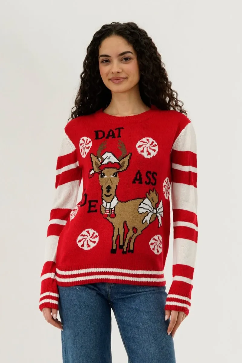 Festive Reindeer Christmas Sweater - Red sold by Fairweather