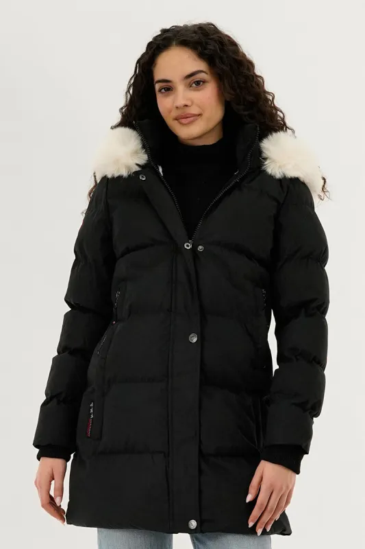 Canada Weather Gear Hip Length Parka Jacket - Black sold by Fairweather