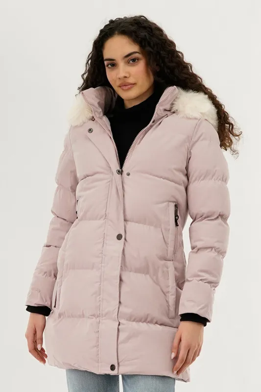 Canada Weather Gear Hip Length Parka Jacket - Pink sold by Fairweather