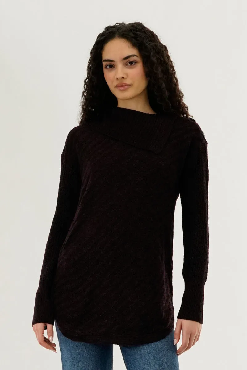 Beechers Brook High Neck Pullover Sweater - Burgundy sold by Fairweather
