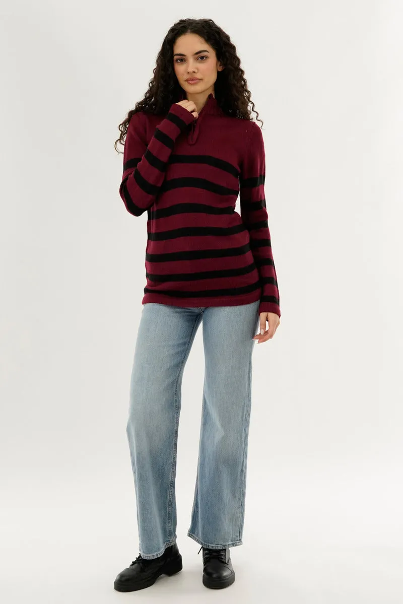 Canada Weather Gear Striped Half Zip Pullover Sweater - Burgundy sold by Fairweather product image thumbnail 5