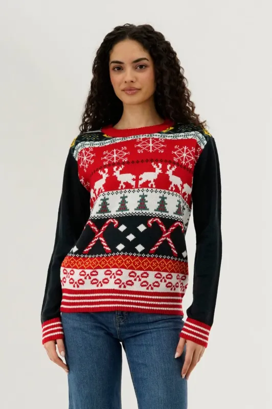 Festive Candy Cane Christmas Sweater - Red sold by Fairweather