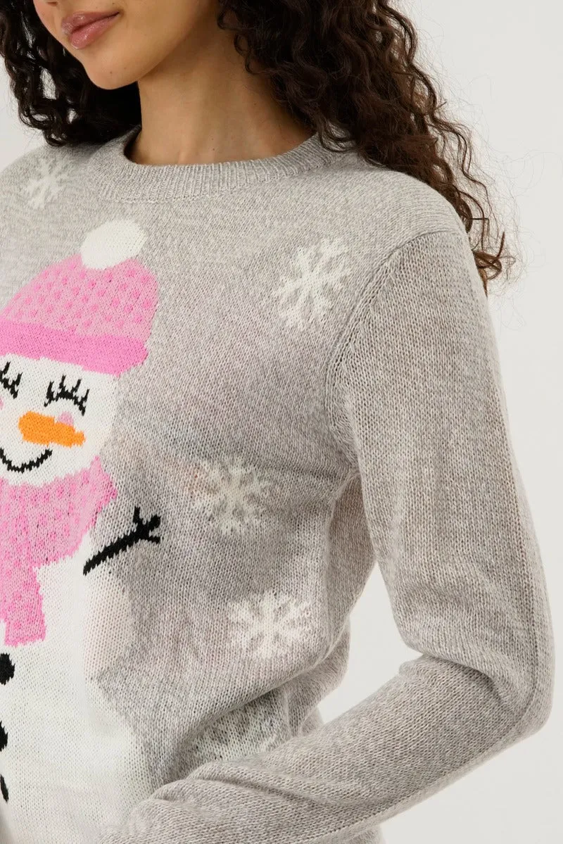 Festive Snowman Christmas Sweater - Grey sold by Fairweather product image thumbnail 4