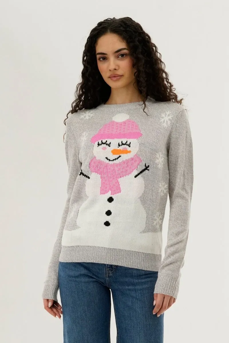 Festive Snowman Christmas Sweater - Grey sold by Fairweather