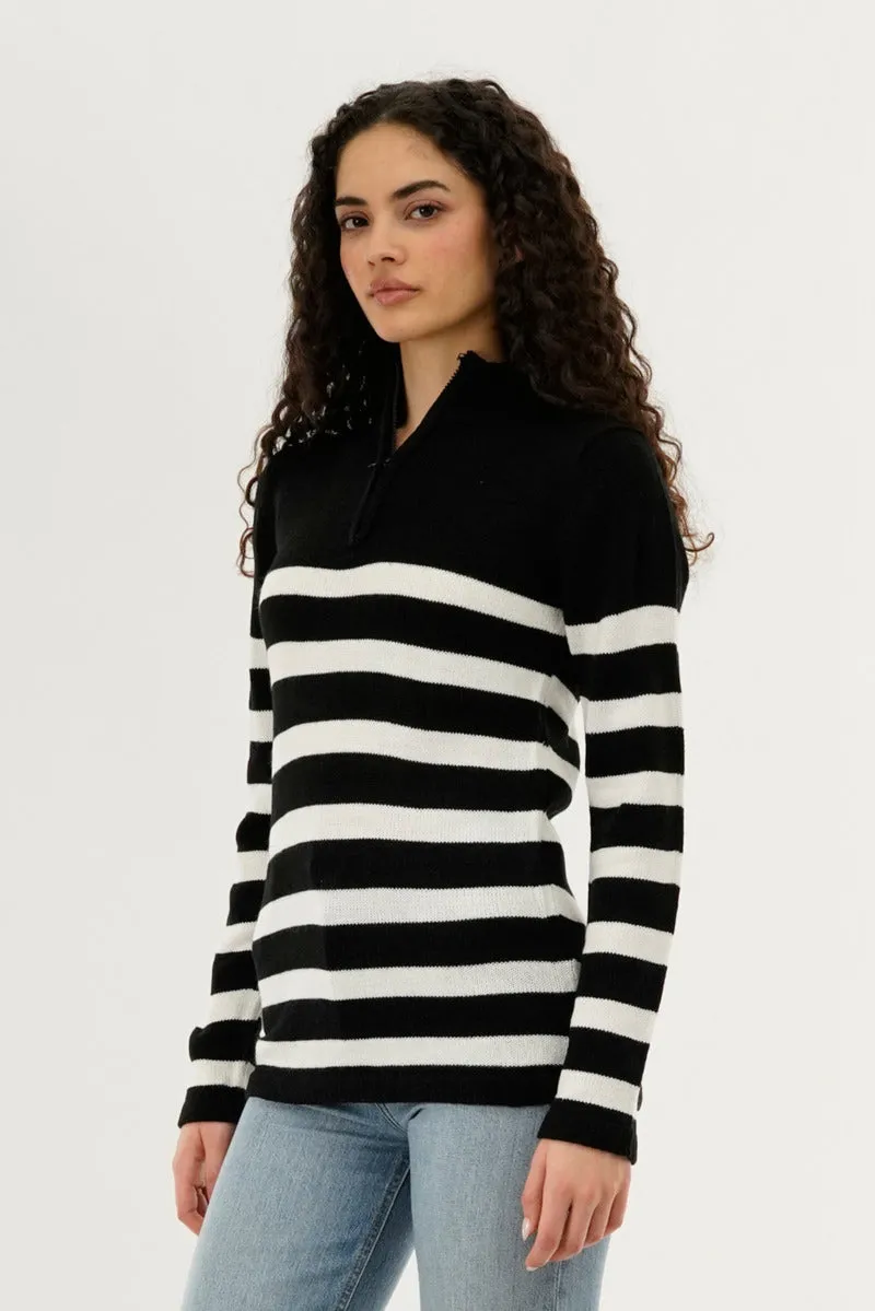 Canada Weather Gear Striped Half Zip Pullover Sweater - Black sold by Fairweather product image thumbnail 2