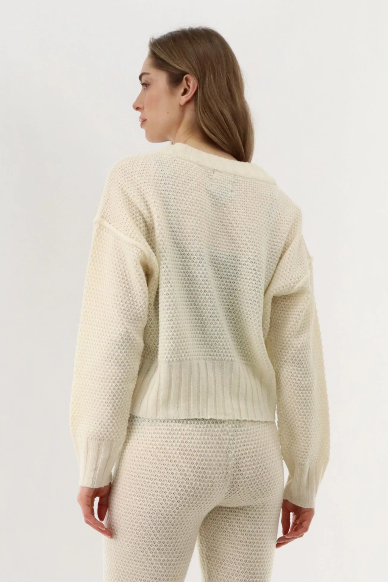 V-Neck Knit Cardigan - Cream sold by Fairweather product image thumbnail 3