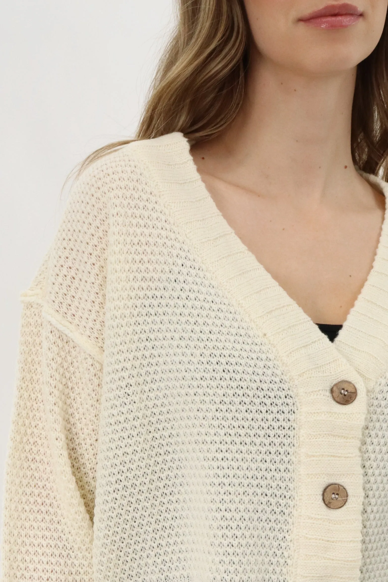 V-Neck Knit Cardigan - Cream sold by Fairweather product image thumbnail 4